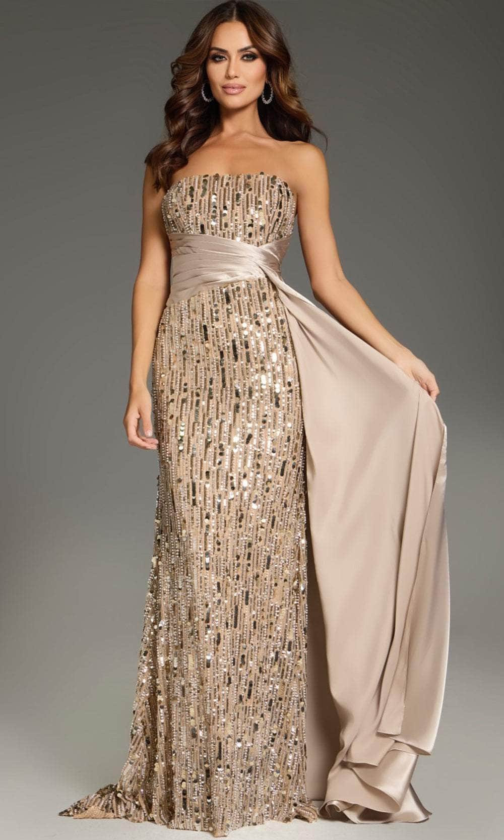 Jovani 42427 - Sequin Embellished Strapless Evening Gown Special Occasion Dress