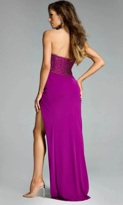 Jovani 42465 - Corset Bodice Sheath Dress with Slit Prom Dresses