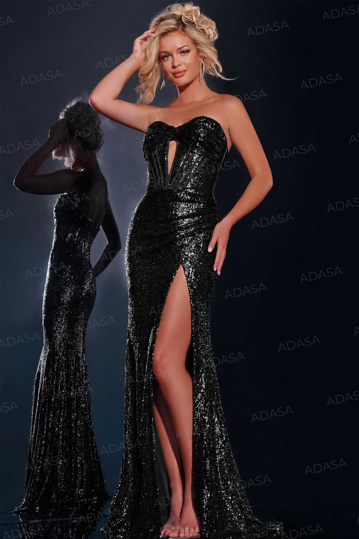 Jovani 42514 - Sequin Cutout Prom Dress