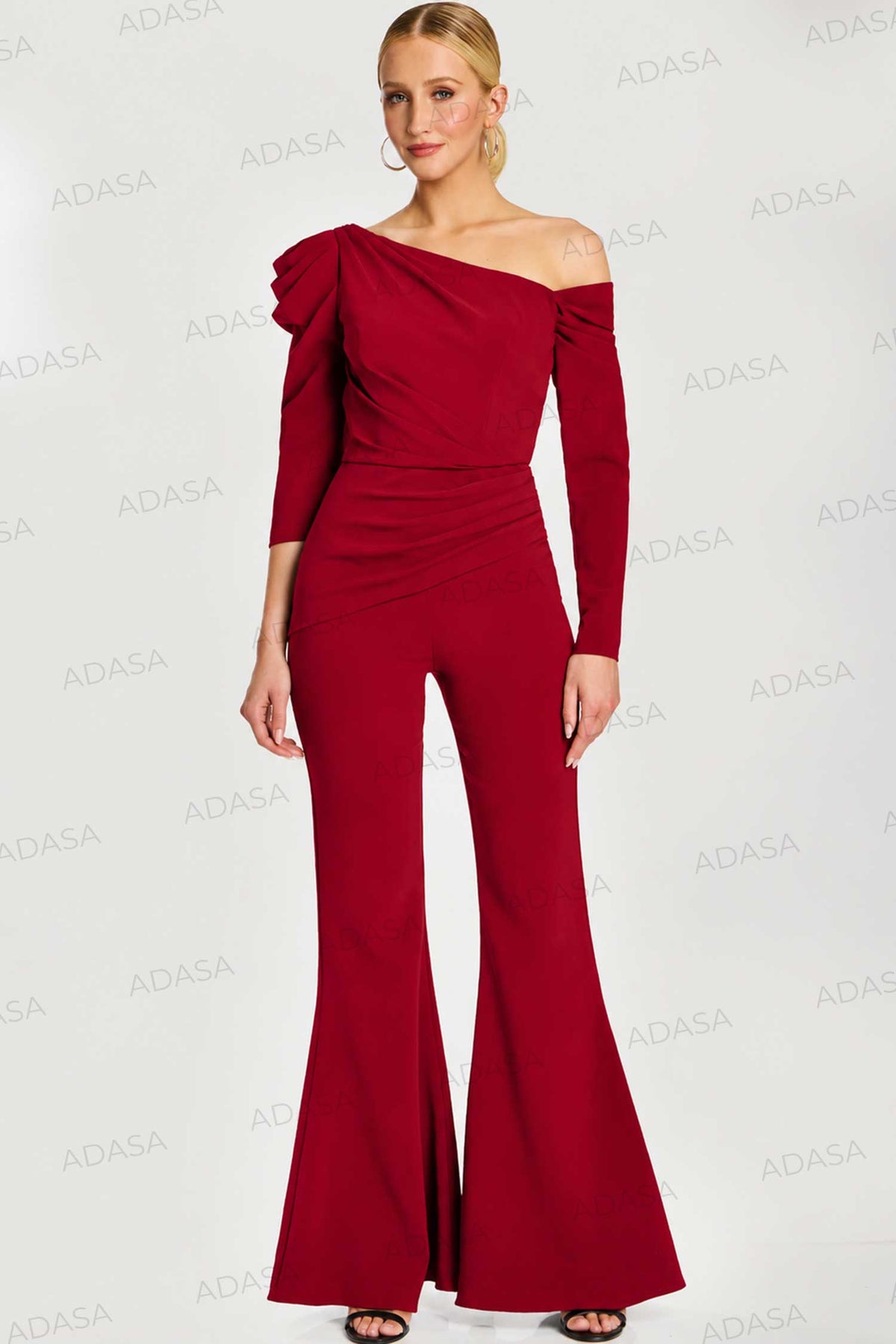Jovani 42522 - Puff Sleeve Flared Jumpsuit