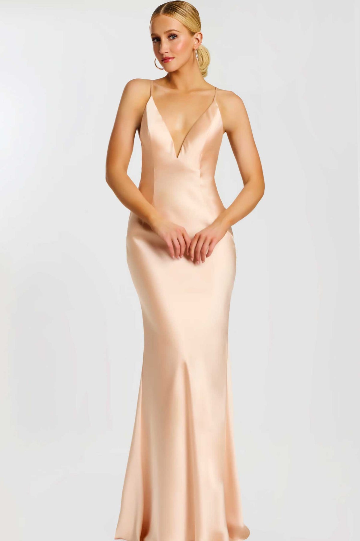 Jovani 42561 - Crisscross Back Fitted Long Gown