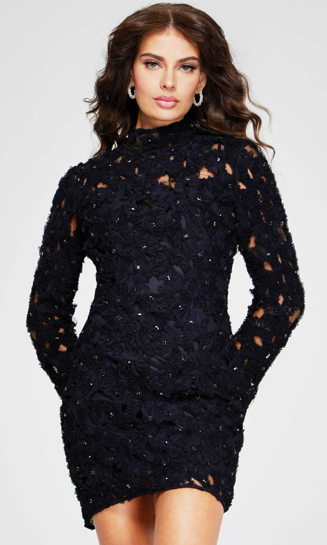 Jovani 42576 - Long Sleeve Lace Cocktail Dress