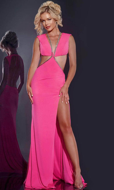 Jovani 42675 - Backless Long Prom Dress Prom Dresses 00 / Hot Pink