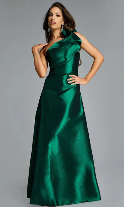 Jovani 43048 - Elegant A-Line Gown with Ruffled Shoulder Evening Dresses