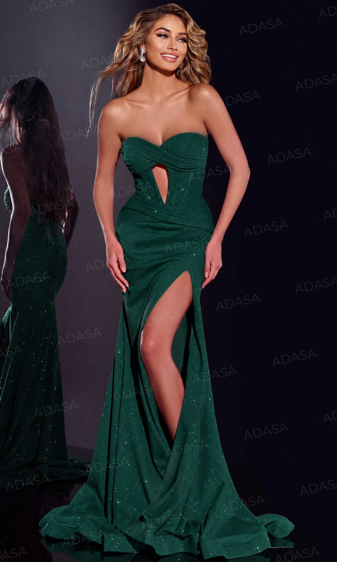Jovani 43065 - Glitter High Slit Prom Dress