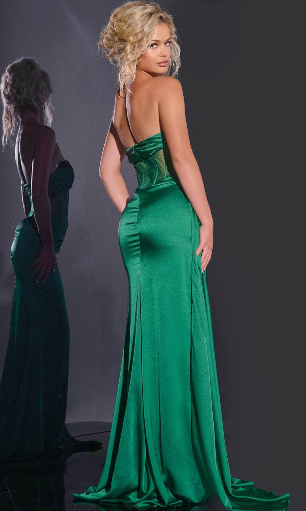 Jovani 43157 - Corset Sheath Prom Gown with Slit Prom Dresses