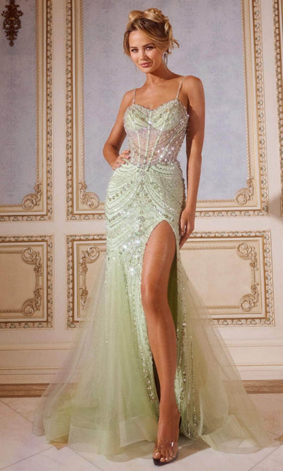 Jovani 43189 - Beaded Mermaid Prom Gown Prom Dresses 00 / Mint