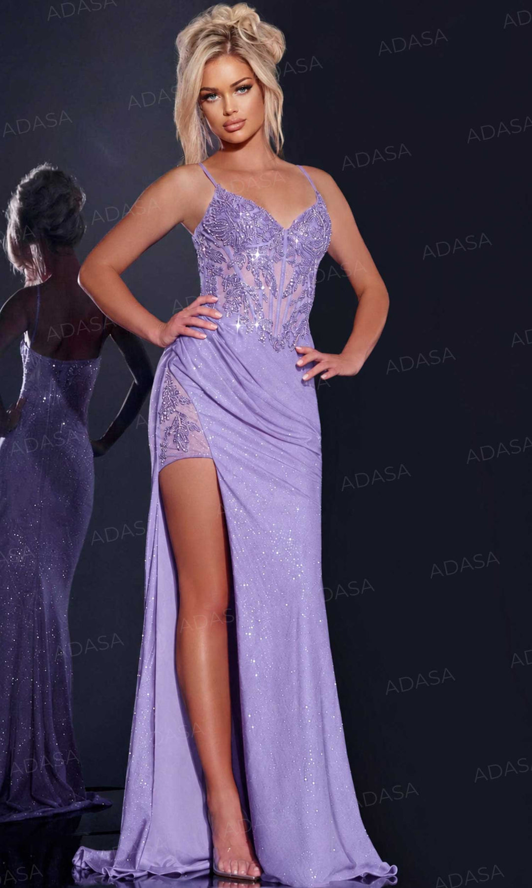 Jovani 43283 - See-Through Corset Sequin Prom Gown