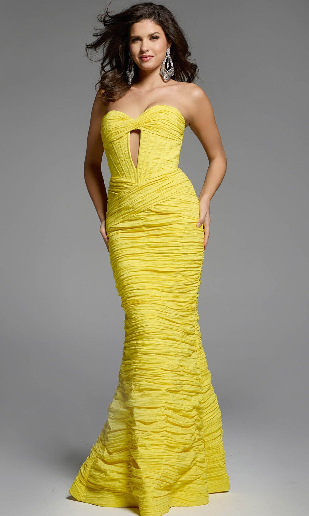 Jovani 43422 Ruched Strapless Mermaid Prom Gown