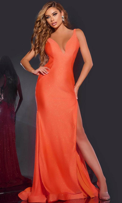 Jovani 43573 - Glittered Prom Dress Prom Dresses 00 / Orange