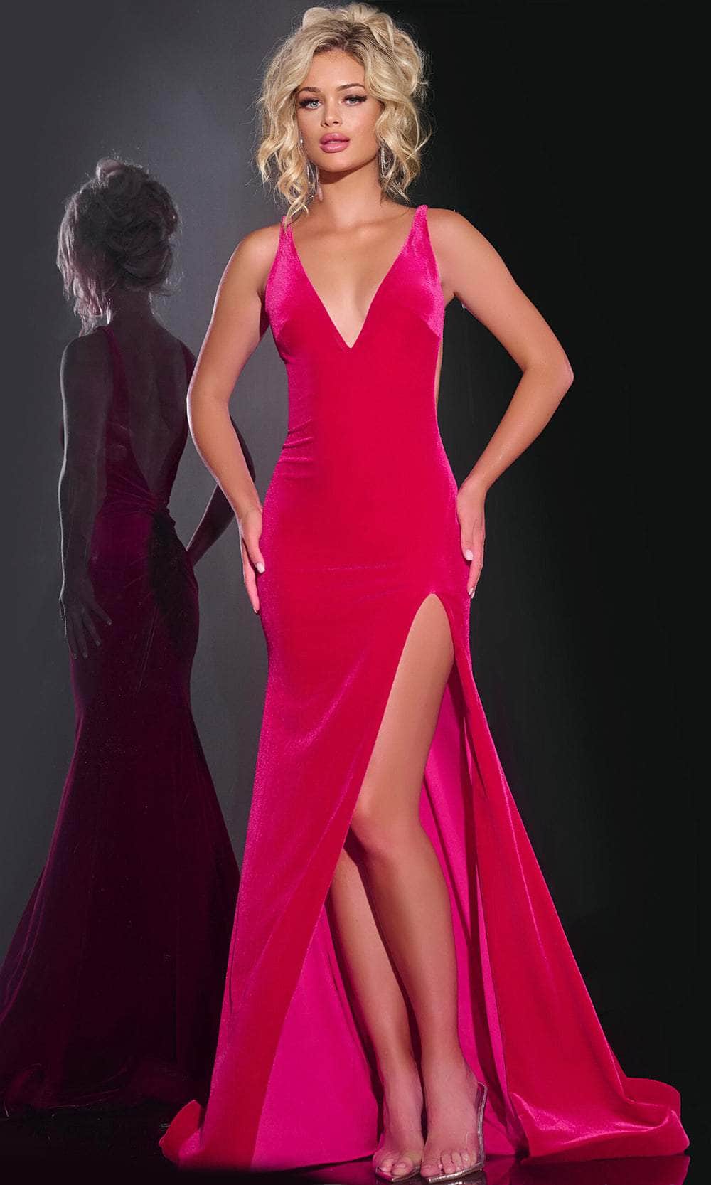 Jovani 43578 - Velvet Illusion Cutout Prom Gown Prom Dresses