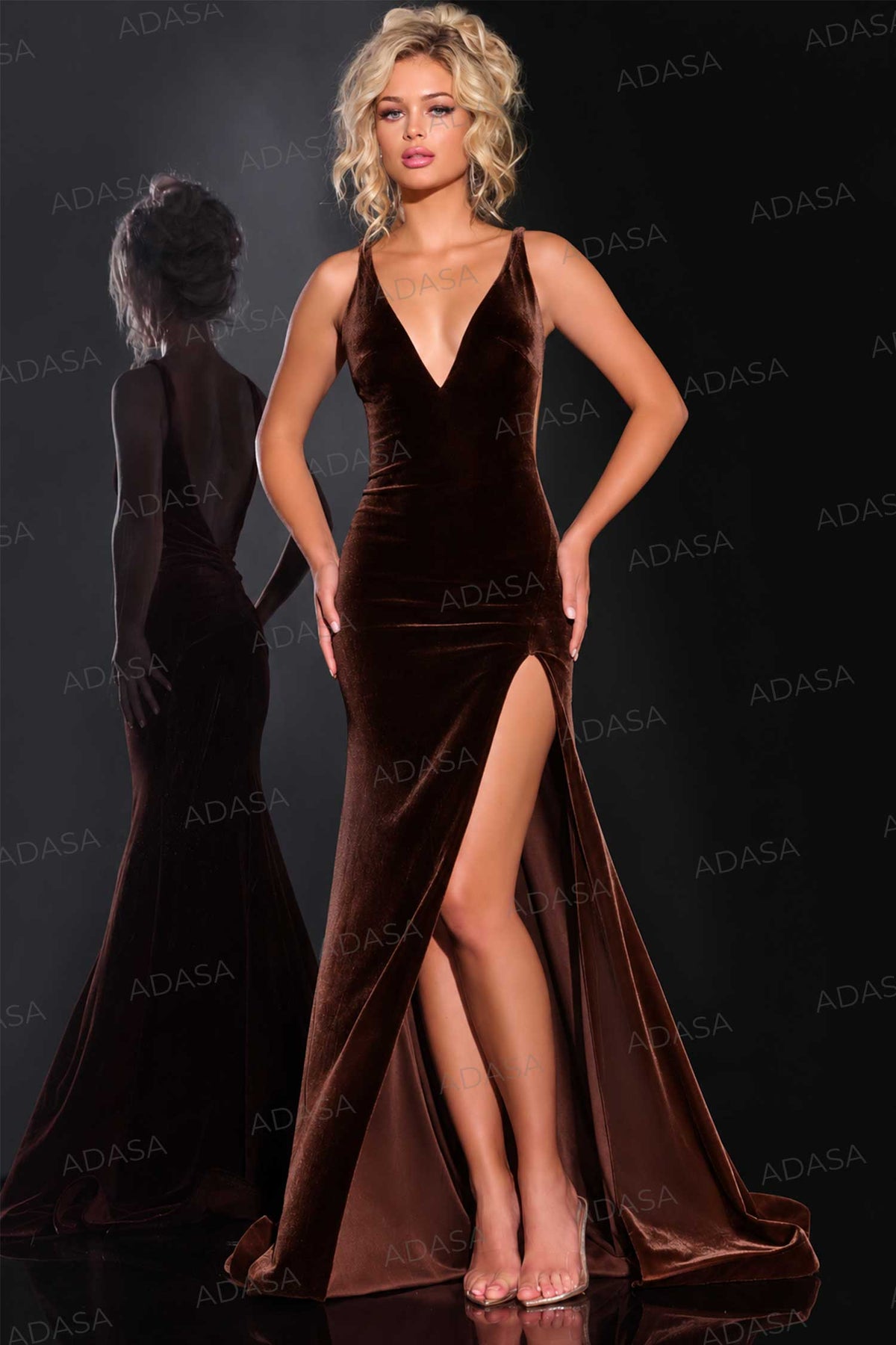 Jovani 43578 - Velvet Illusion Cutout Prom Gown