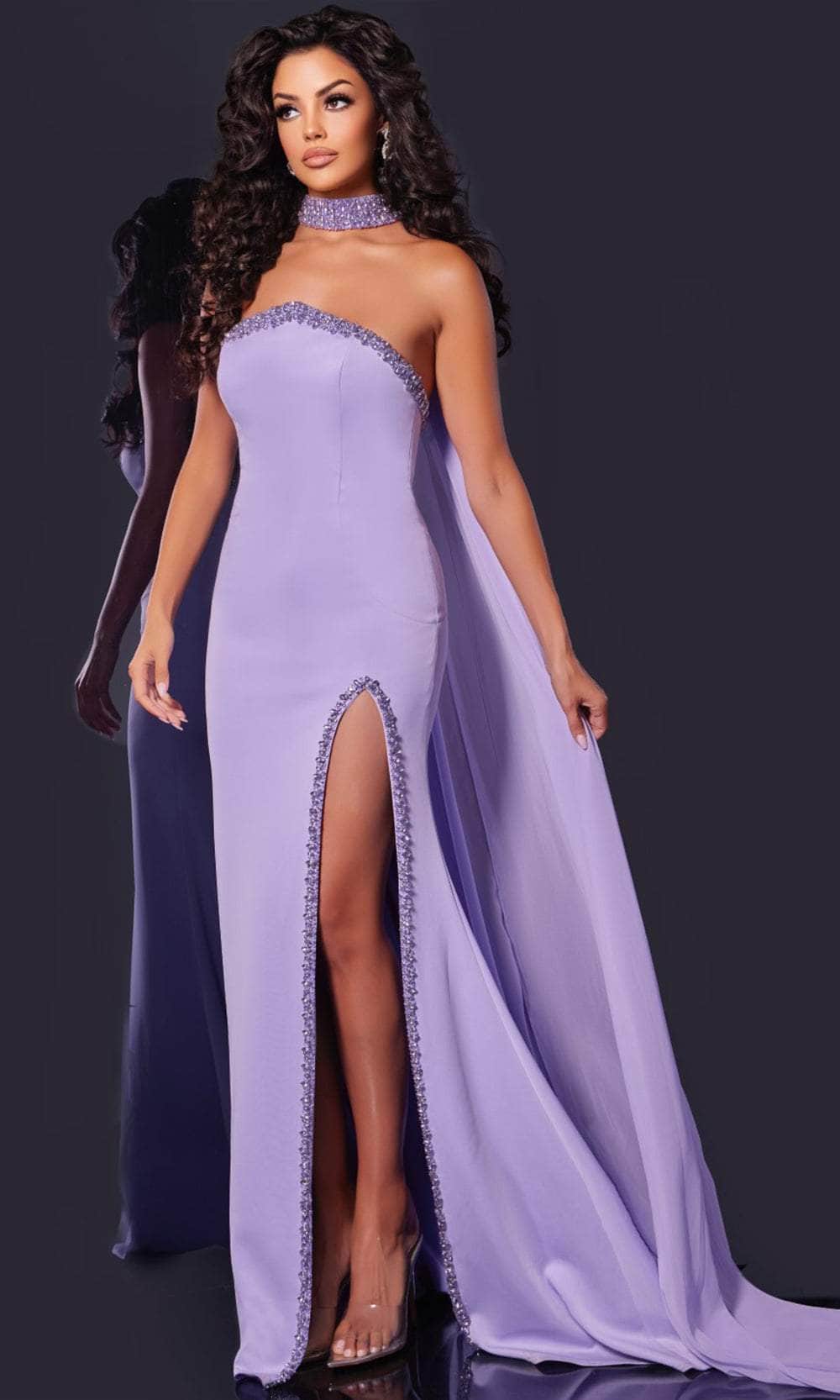 Jovani 43658 - Strapless Halter Satin Prom Gown Prom Dresses 00 / Lilac