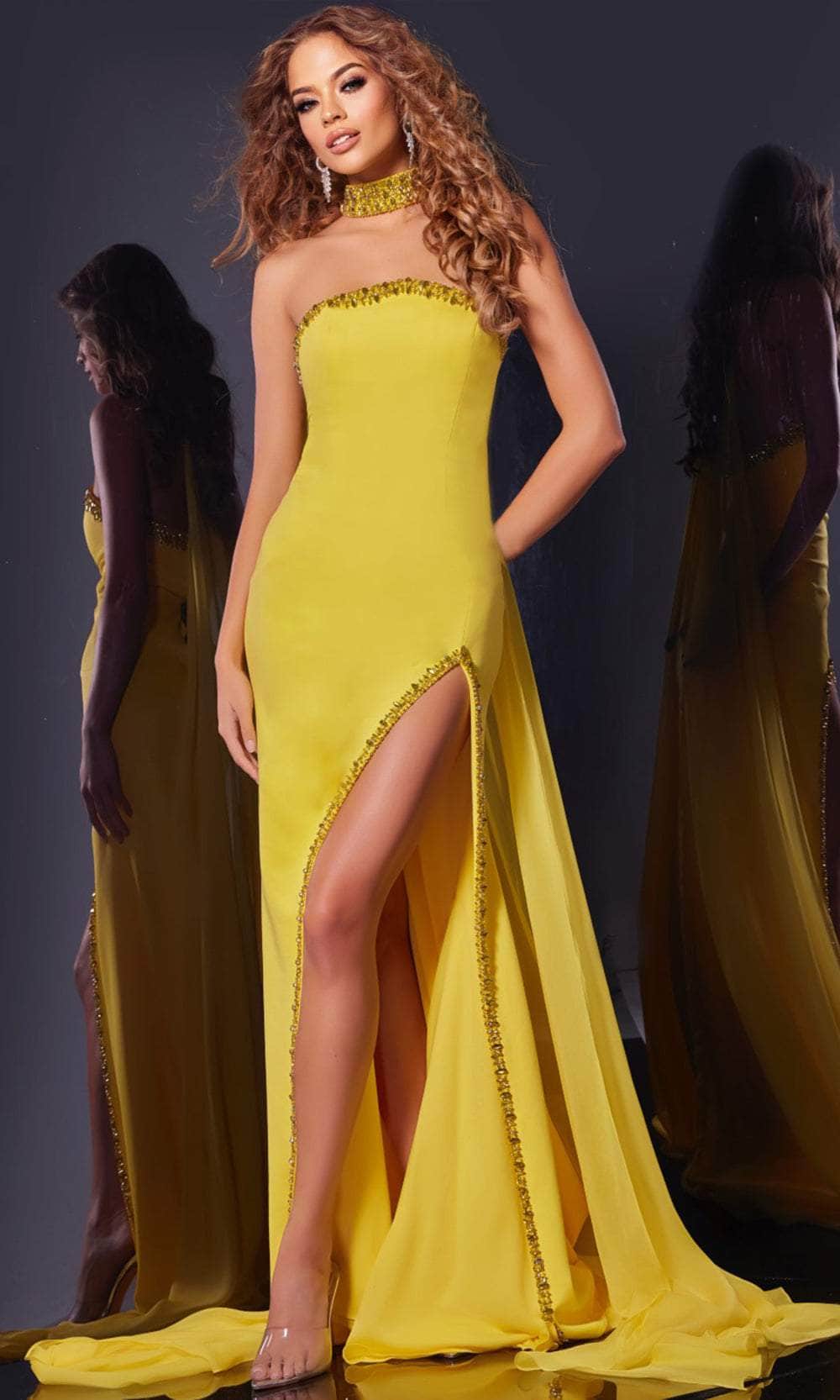 Jovani 43658 - Strapless Halter Satin Prom Gown Prom Dresses
