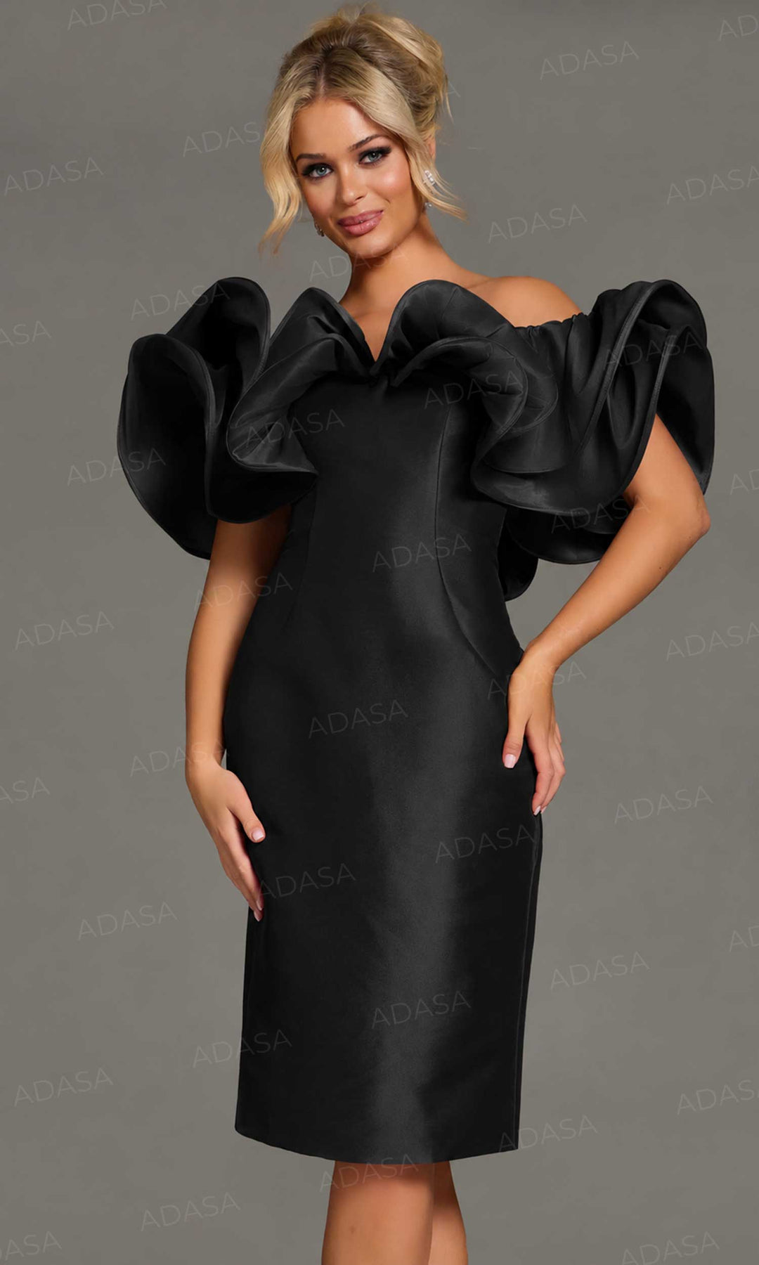 Jovani 43758 - Knee-Length Dramatic Ruffle Cocktail Dress