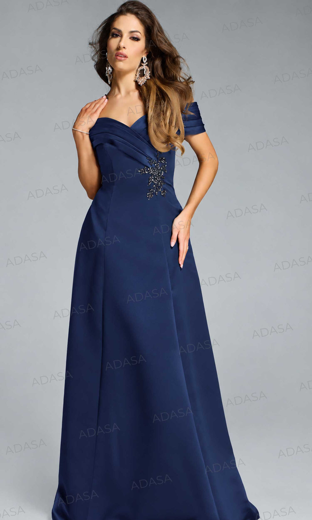 Jovani 43808 - Pleated Off Shoulder Evening Gown
