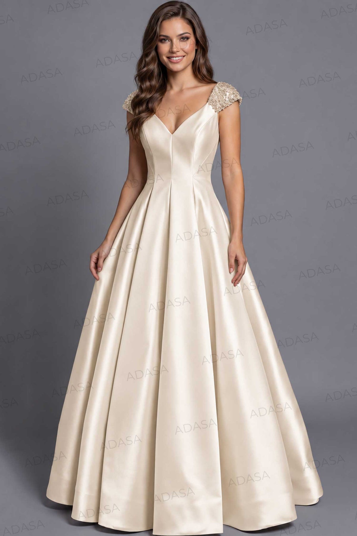 Jovani 43809 - Seamed Bodice V-Neckline Ballgown