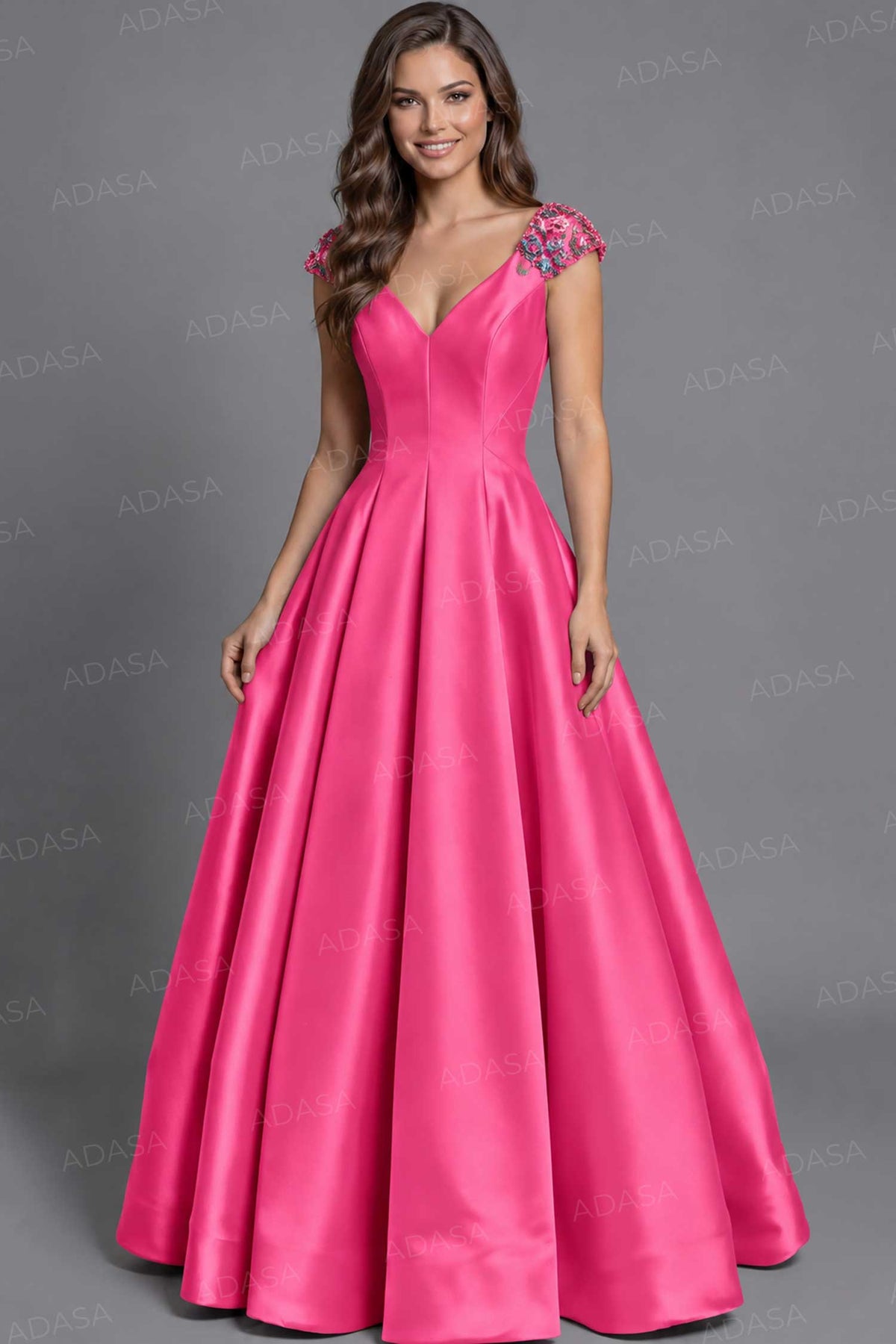 Jovani 43809 - Seamed Bodice V-Neckline Ballgown