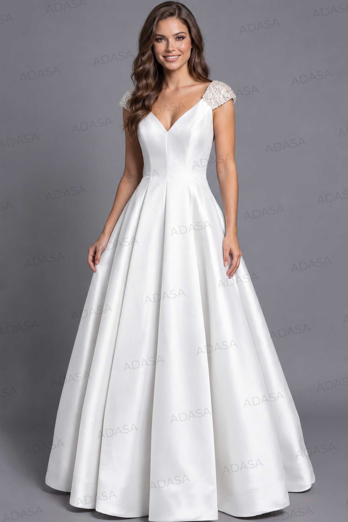 Jovani 43809 - Seamed Bodice V-Neckline Ballgown