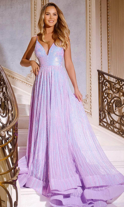 Jovani 43920 - Pleated A-Line Prom Dress Prom Dresses 00 / Lavender