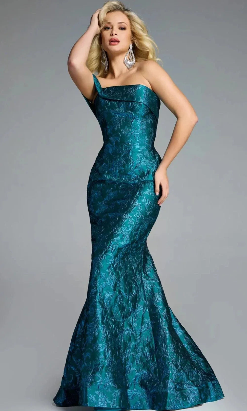 Jovani 43978 - Off-Shoulder Floral Brocade Mermaid Gown Evening Dresses