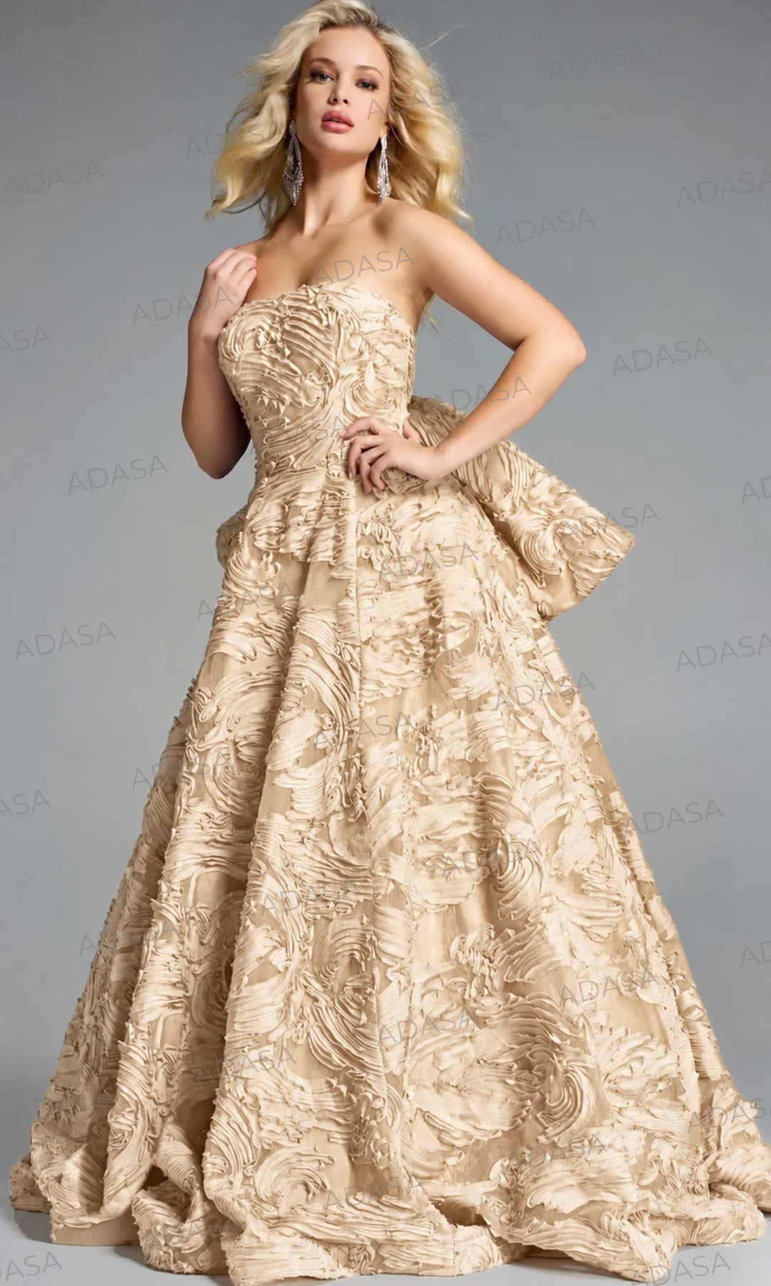 Jovani 44114 - Straight Neckline Textured Ballgown