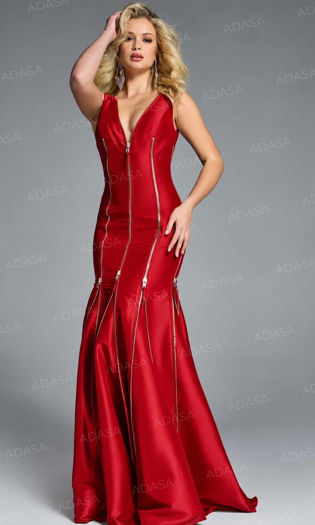 Jovani 44175 - Zipper Detail Sleeveless Mermaid Gown