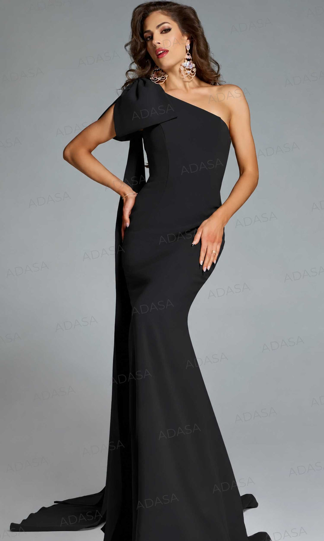 Jovani 44177 - Draped Bow Sheath Dress