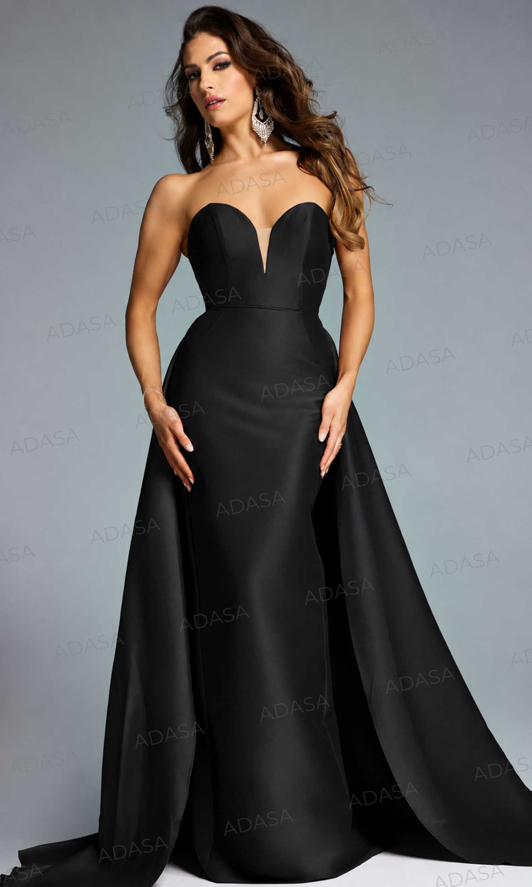 Jovani 44180 - Plunging Sweetheart Overskirt Gown