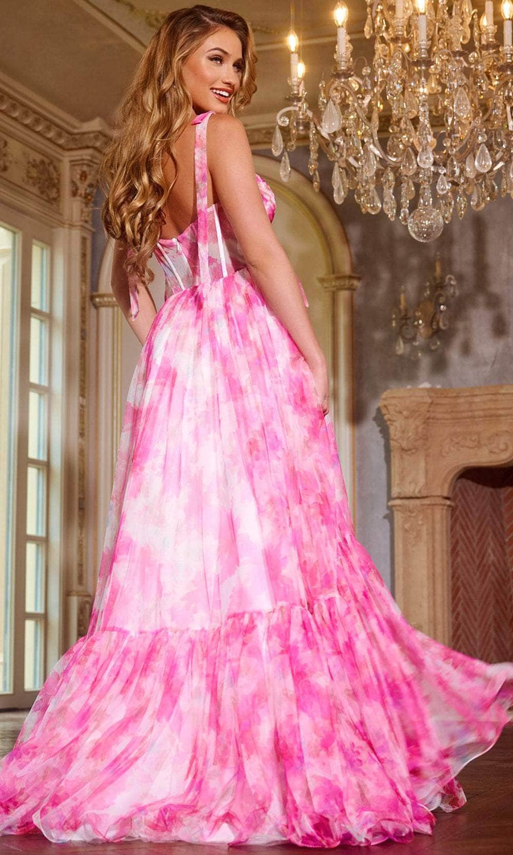 Jovani 44181 - Ruched Floral Appliques Prom Gown Special Occasion Dress