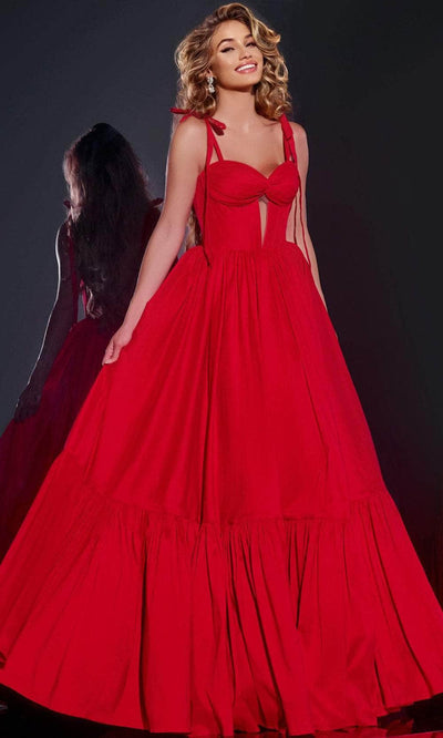 Jovani 44182 - Tie Strap Sweetheart Prom Dress Prom Dresses 00 / Red