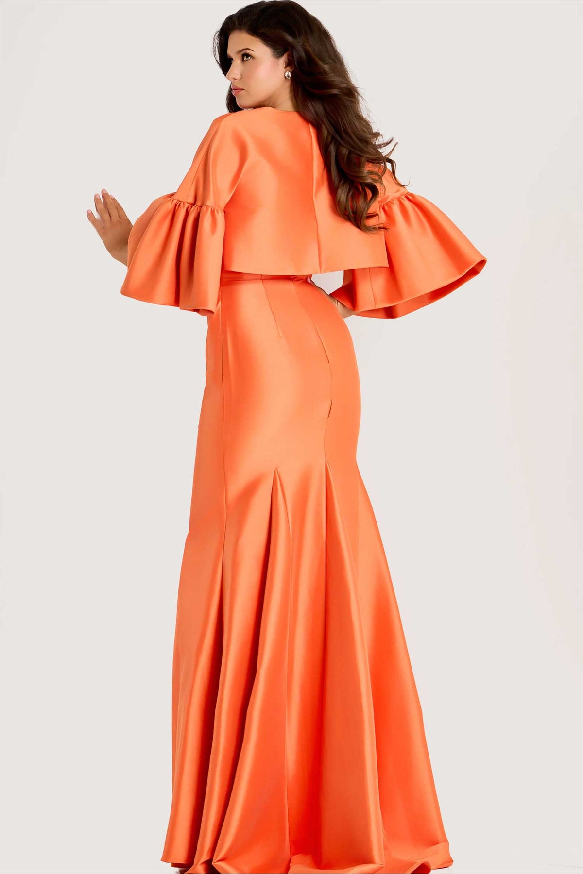 Jovani 44196 - Draped Waist Gown with Bell Sleeve Jacket