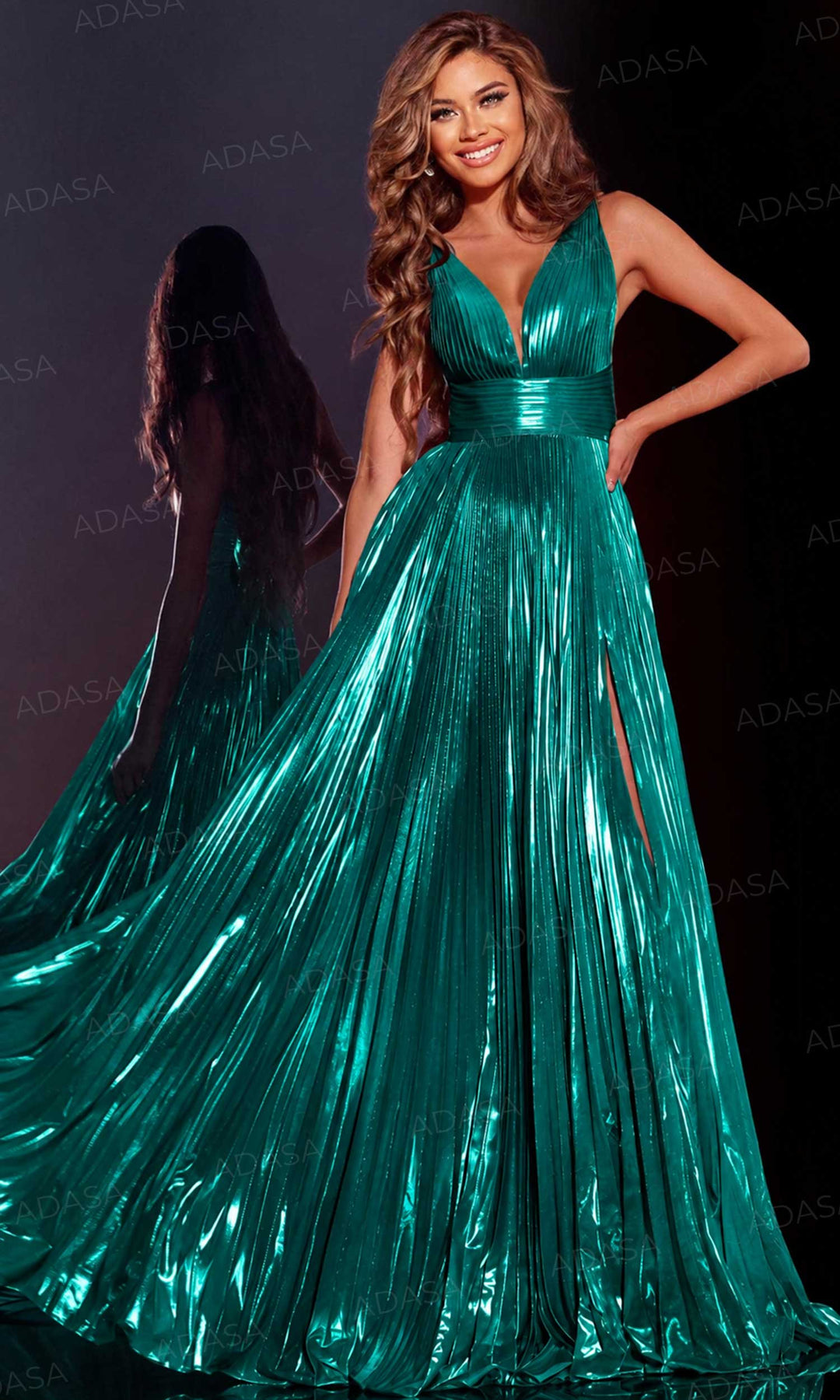 Jovani 44230 - Pleated A-Line Prom Dress