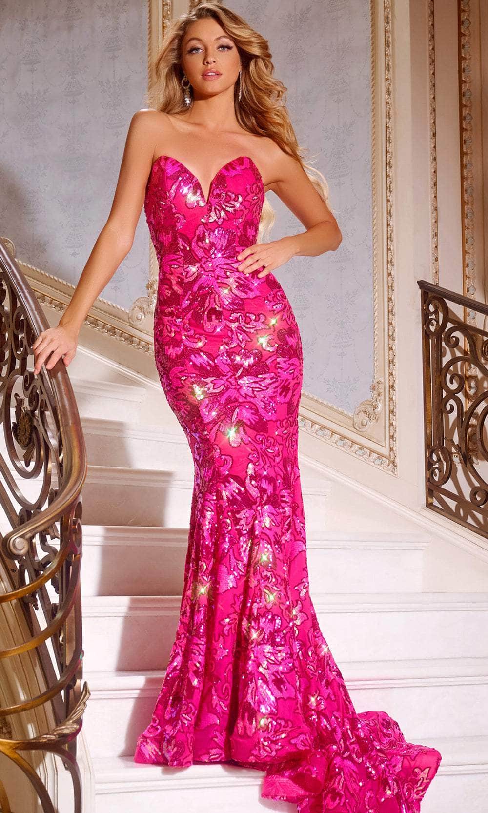 Jovani 44340 - Strapless Sequin Prom Dress Prom Dresses 00 / Pink