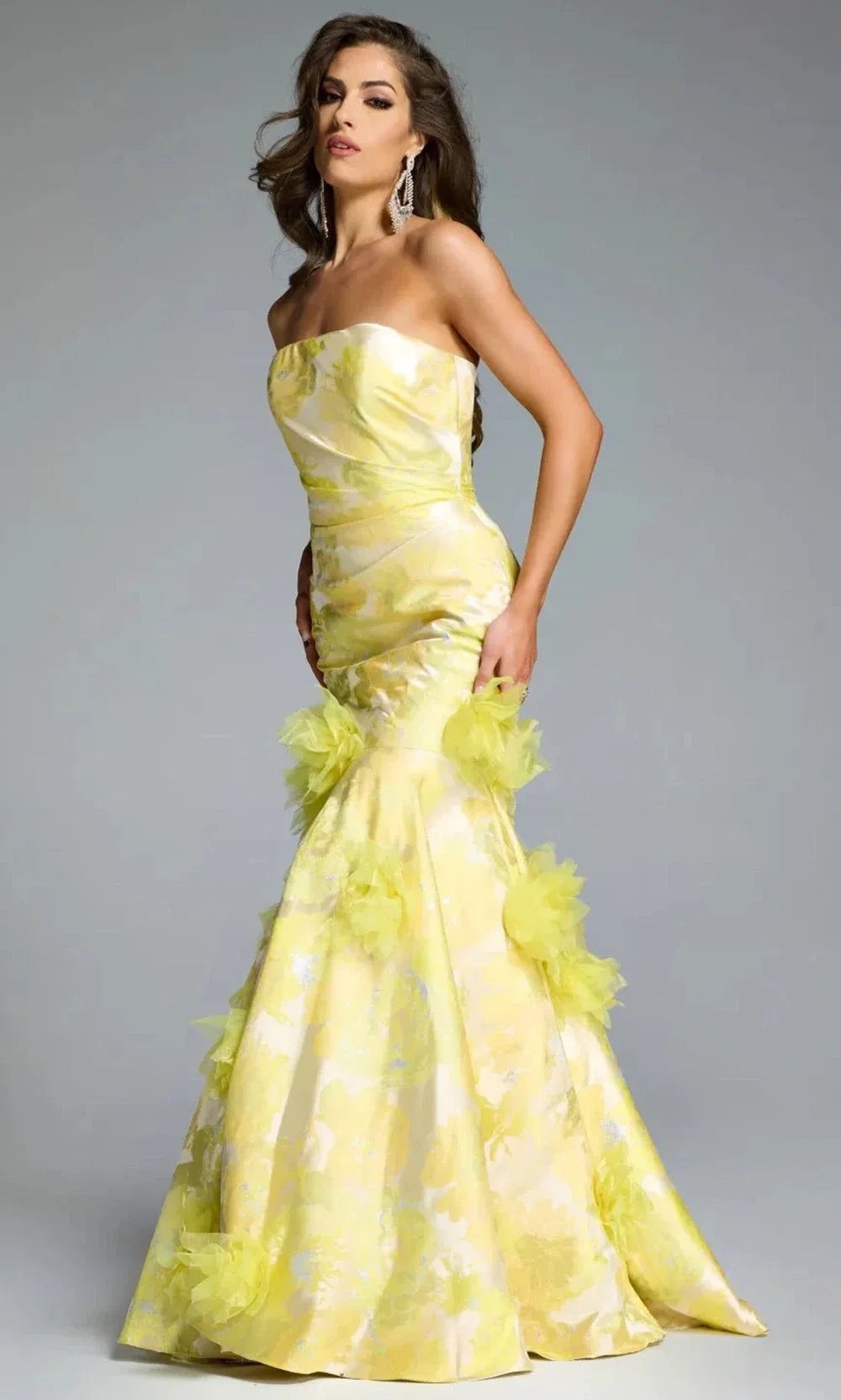 Jovani 44351 - Strapless Mermaid Gown with Floral Appliques Mother of the Bride Dresses