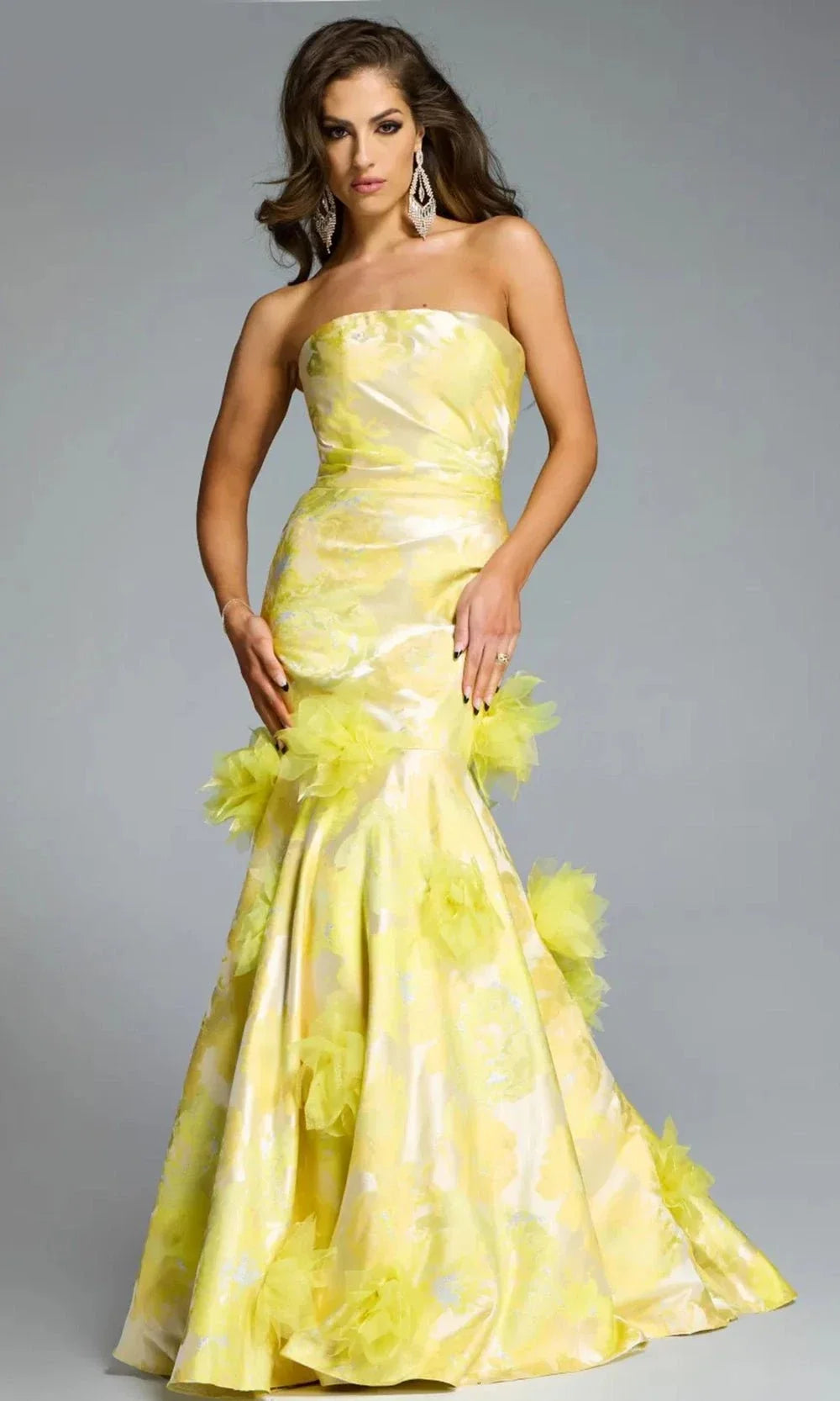 Jovani 44351 - Strapless Mermaid Gown with Floral Appliques Mother of the Bride Dresses