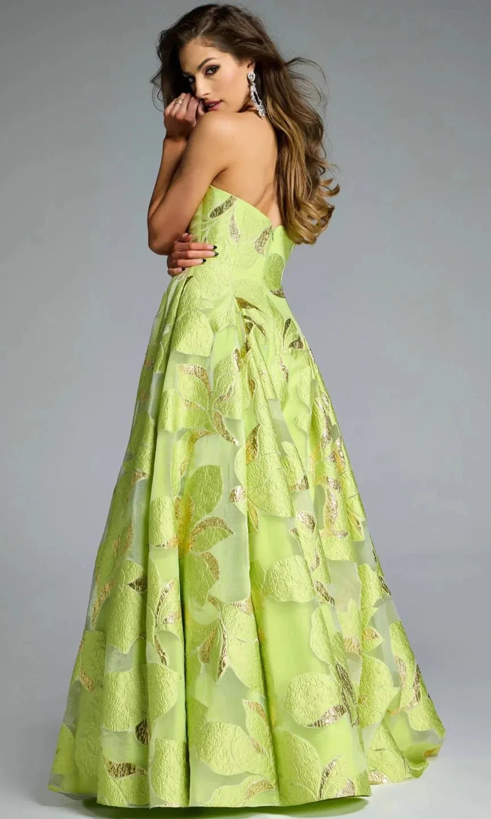 Jovani 44369 - Textured Floral Strapless Gown Evening Dresses