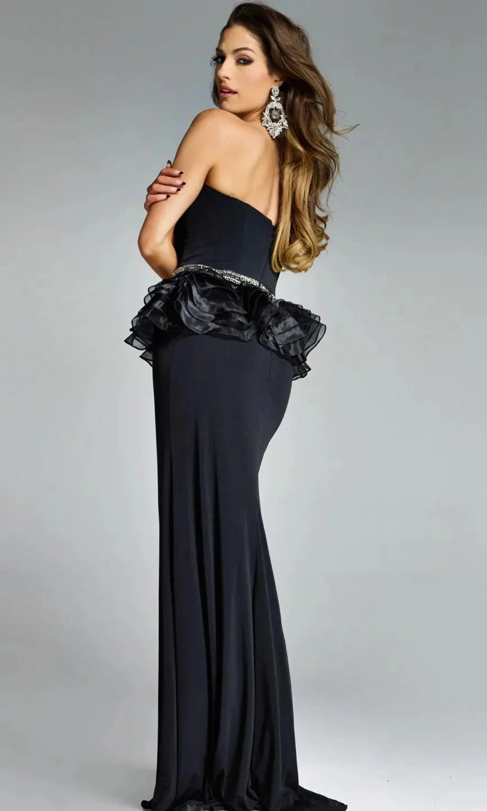 Jovani 44382 - Straight Neck Beaded Waist Evening Dress Prom Dresses
