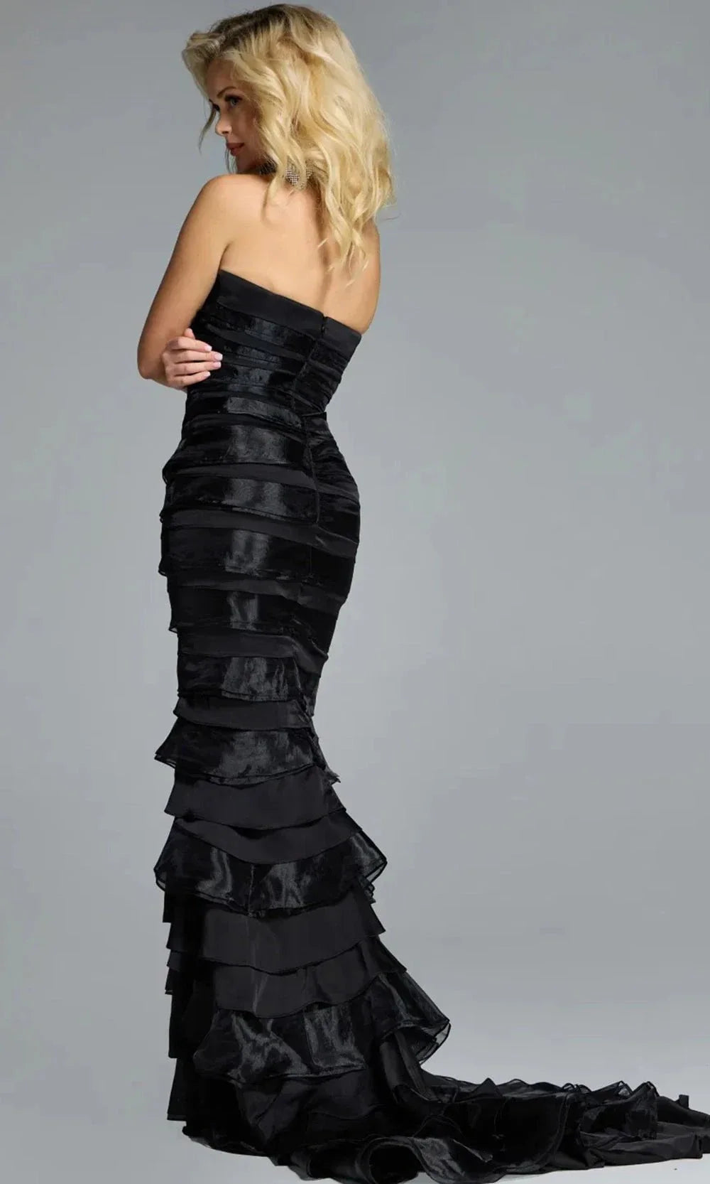 Jovani 44383 - Fitted Strapless Tiered Dress Prom Dresses