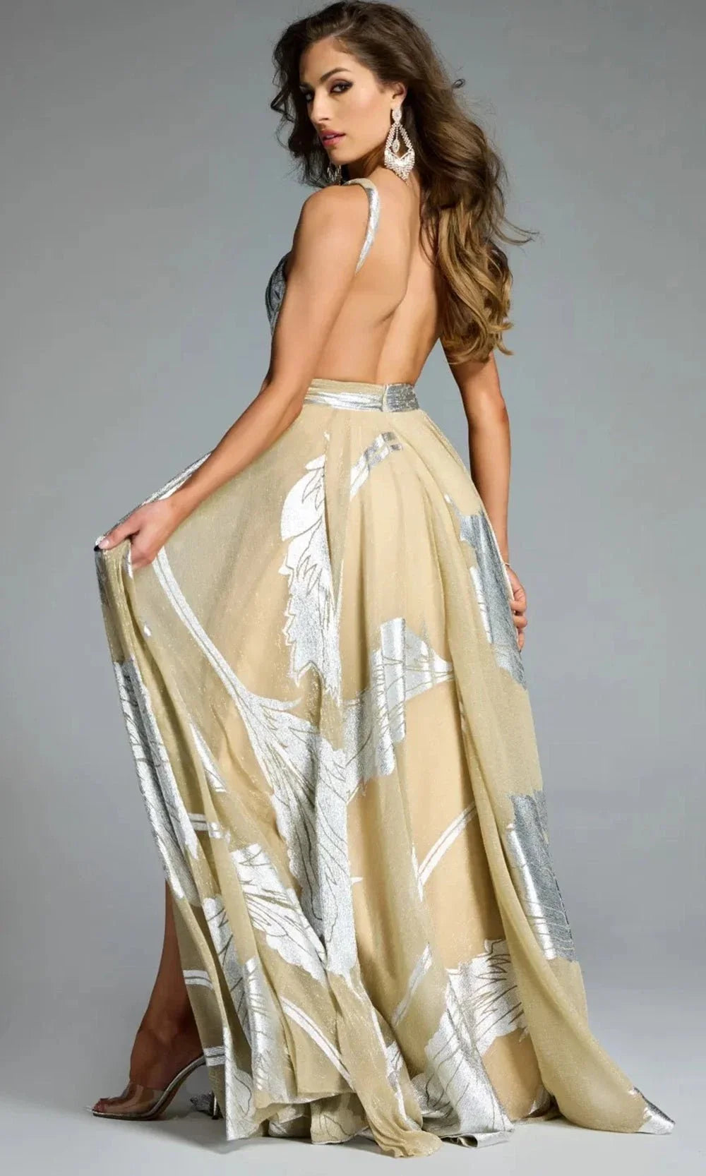 Jovani 44421 - Halter A-Line Gown with Metallic Accents Evening Dresses