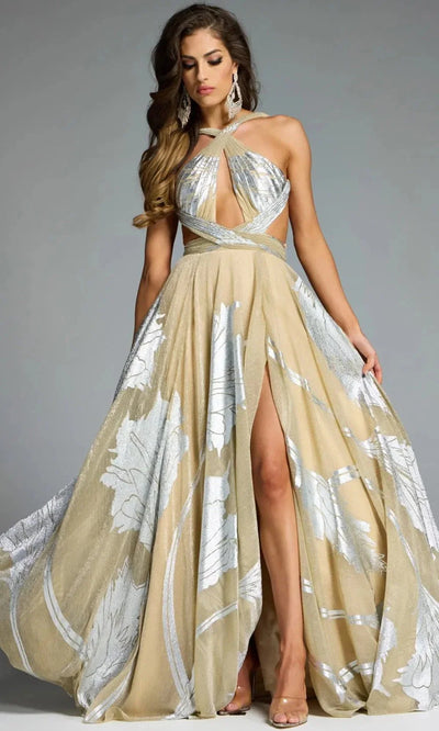 Jovani 44421 - Cutout Bodice Halter Gown Evening Dresses