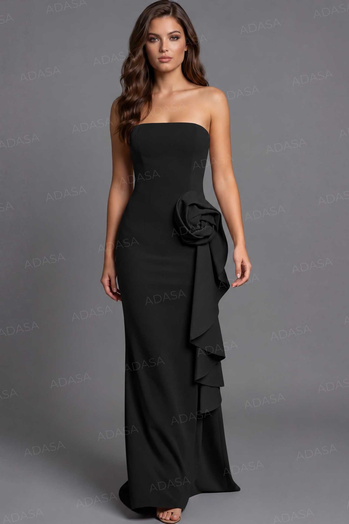 Jovani 44503 - Cascading Ruffle Straight Neck Evening Gown