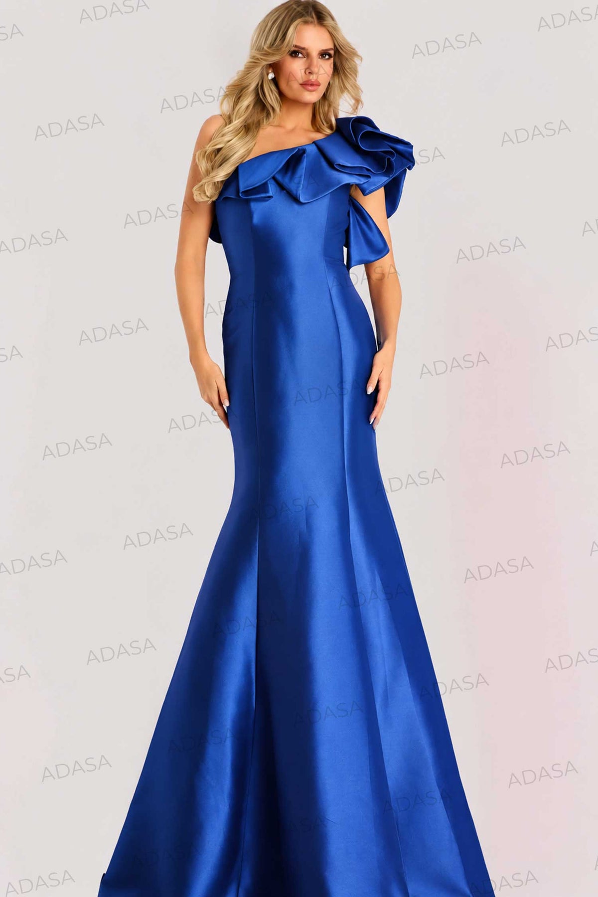 Jovani 44527 - Asymmetric Sculpted Seam Evening Gown
