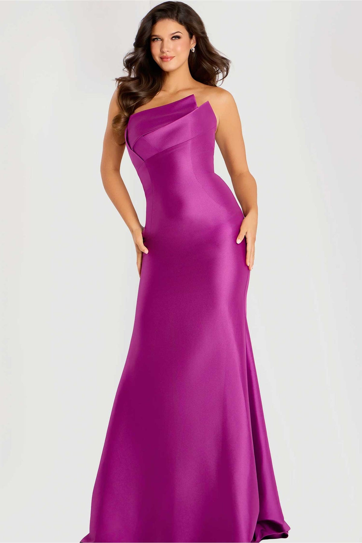 Jovani 44529 - One Shoulder Minimalist Satin Gown