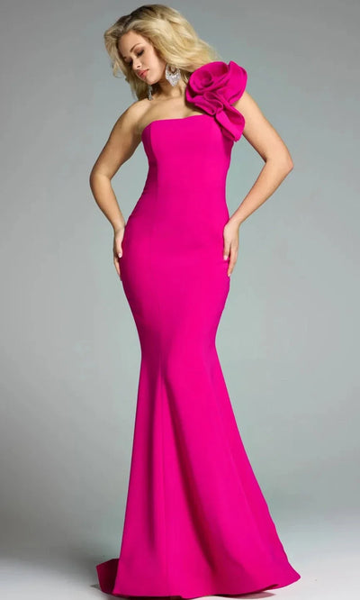 Jovani 44711 - Straight Across Long Dress with Shoulder Flower Evening Dresses