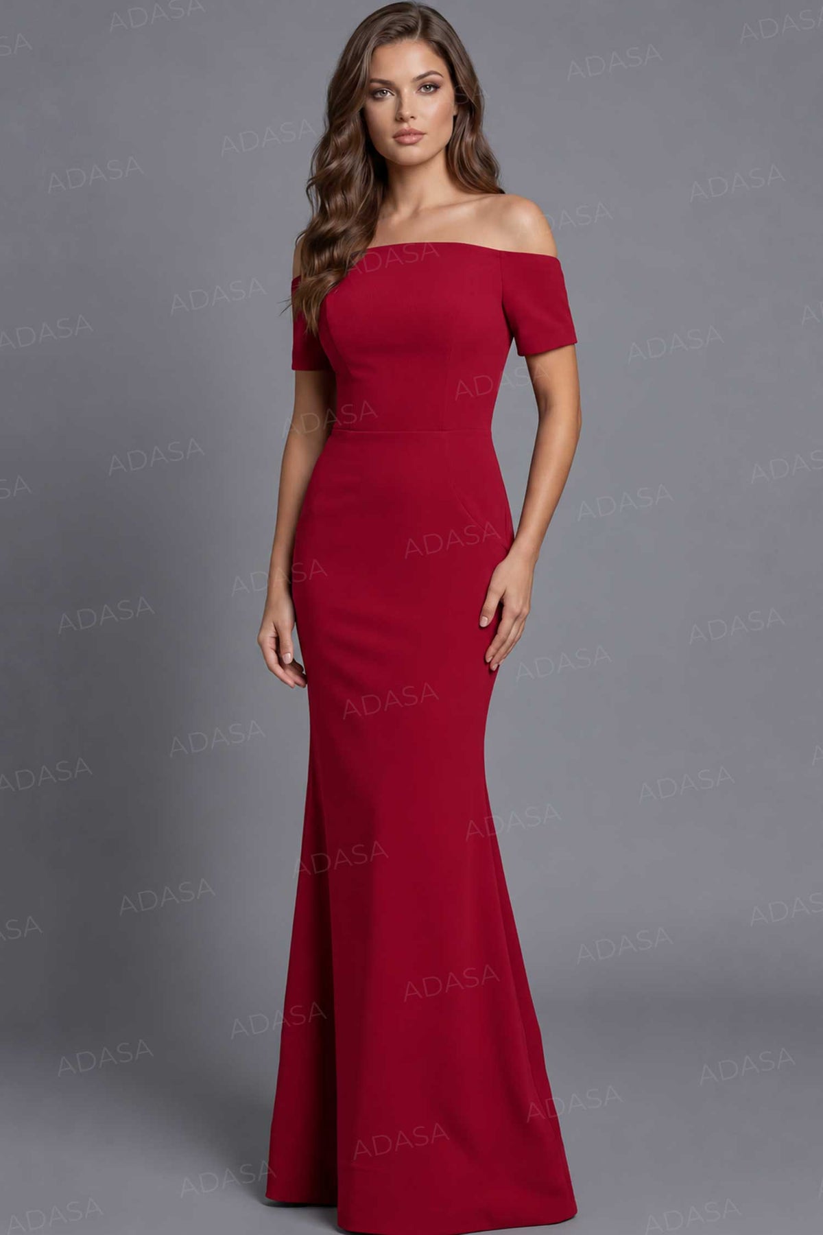 Jovani 44729 - Off Shoulder Scuba Evening Gown