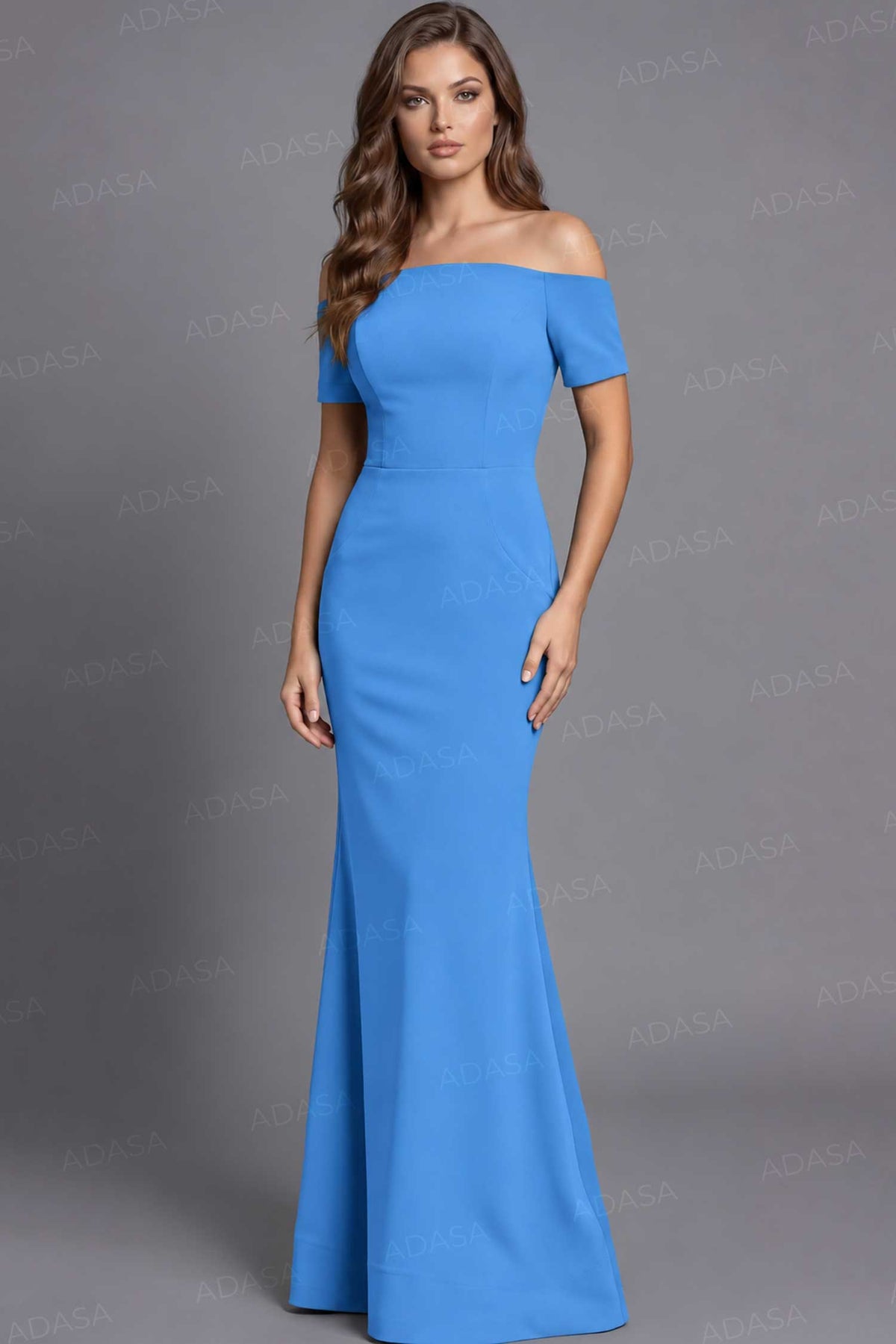 Jovani 44729 - Off Shoulder Scuba Evening Gown