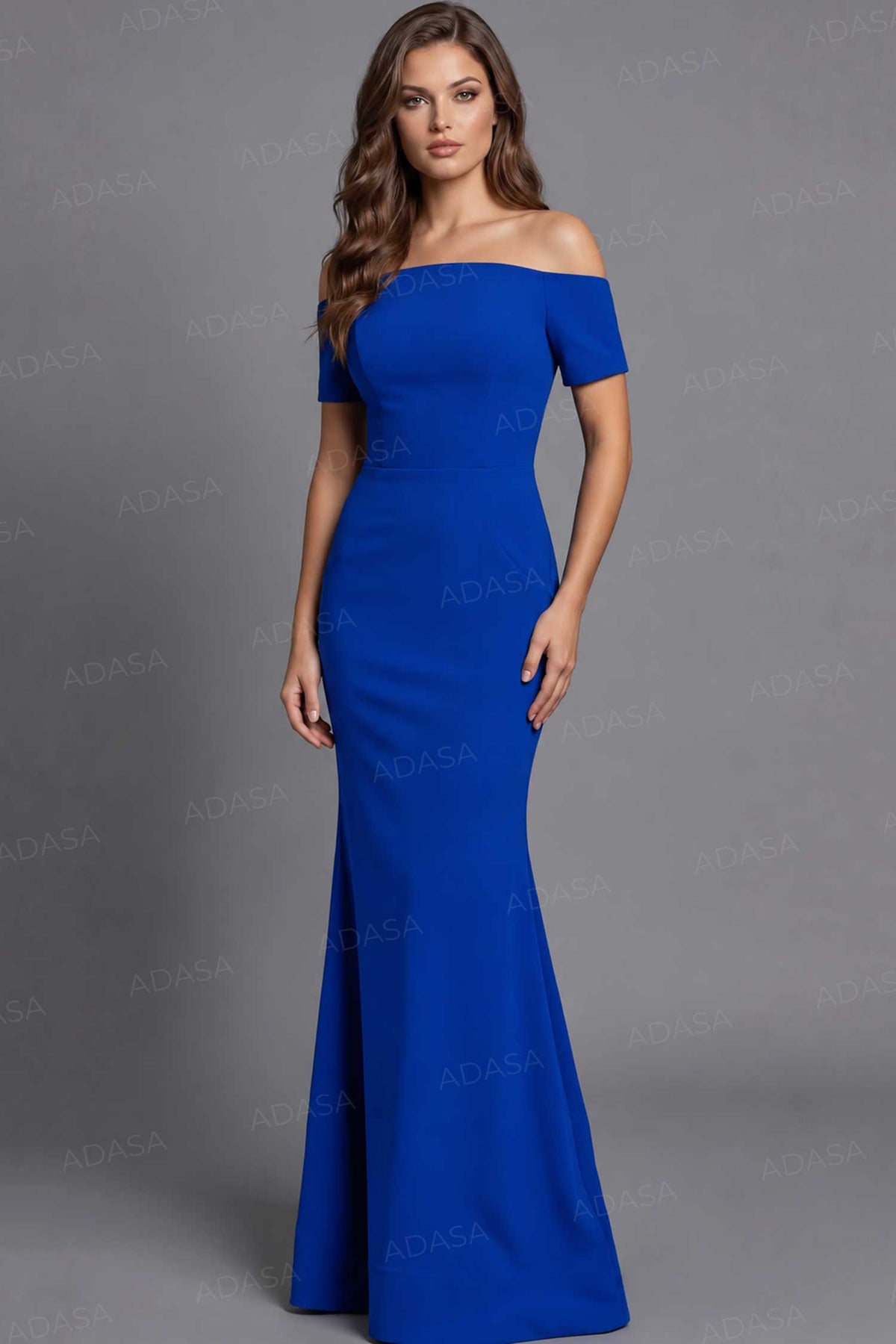 Jovani 44729 - Off Shoulder Scuba Evening Gown