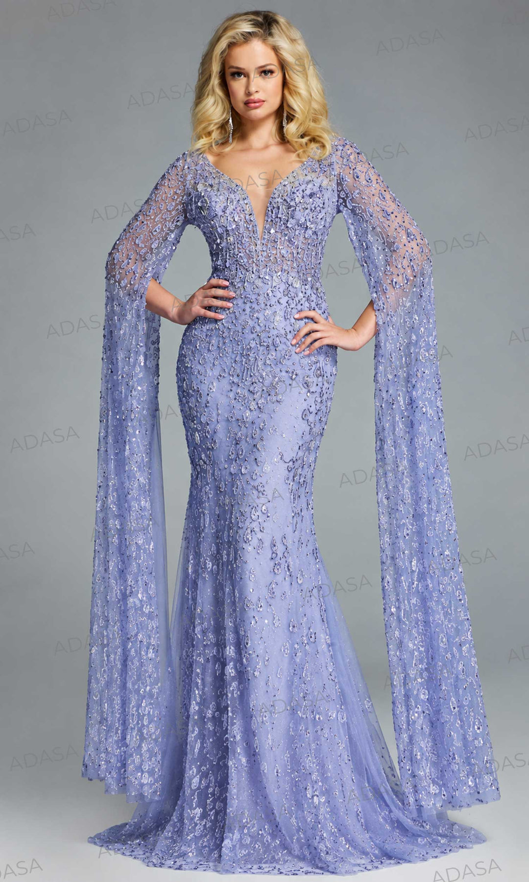 Jovani 44844 - Beaded Ornate V-Neck Evening Gown