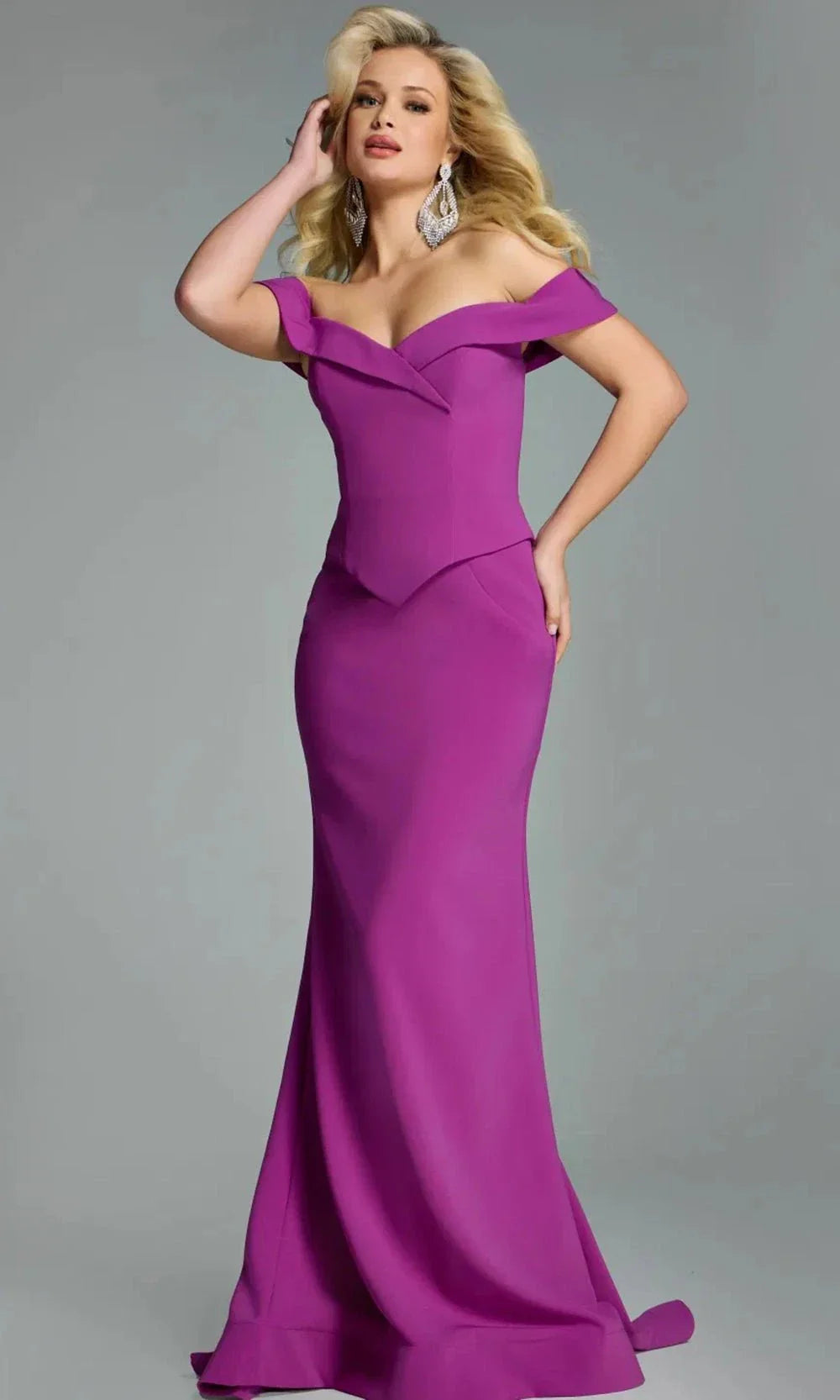 Jovani 44861 - Basque Waist Off Shoulder Gown Evening Dresses